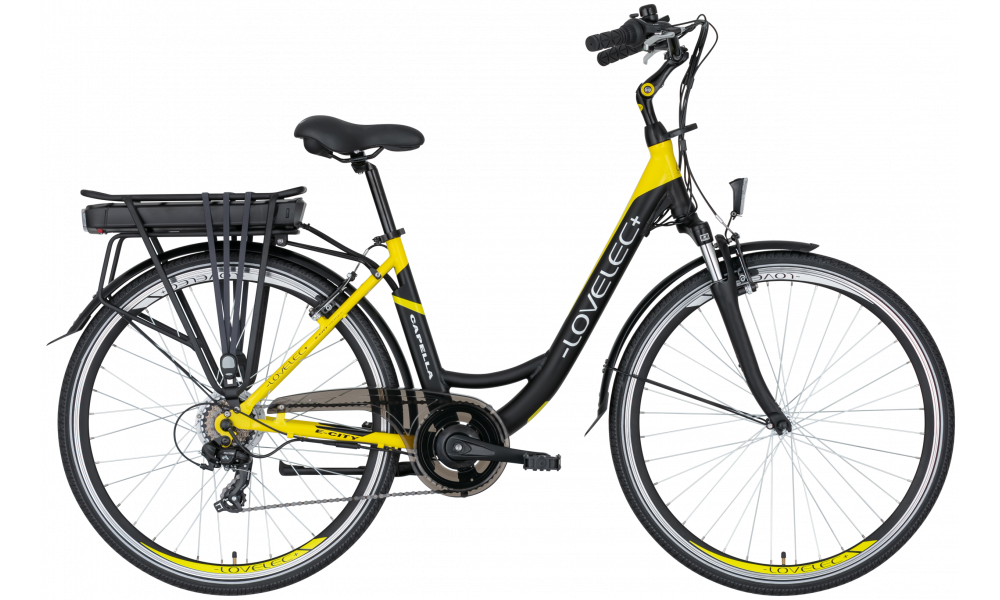 Miejski rower elektryczny LOVELEC Capella Black/Yellow 13 Ah 2022 !!! POWYSTAWOWY MODEL !!!