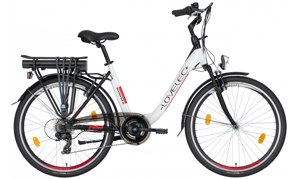 Miejski rower elektryczny LOVELEC Norma White/Red (zdj. poglądowe)