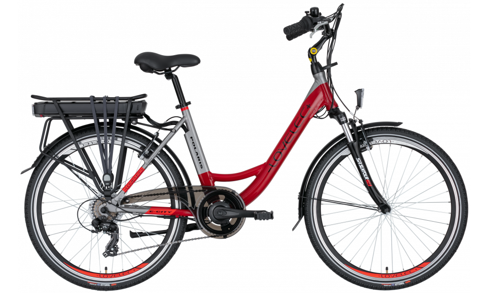 Miejski rower elektryczny LOVELEC Polaris Red/Grey 13 Ah 2022 !!! POWYSTAWOWY MODEL !!!