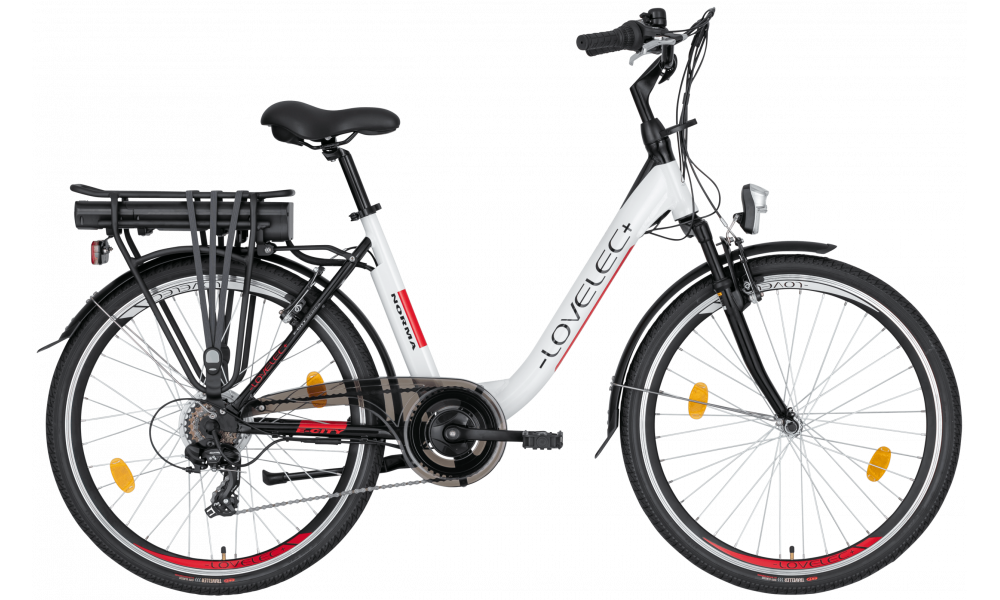Miejski rower elektryczny LOVELEC Norma White/Red 2024