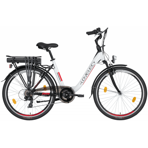 Miejski rower elektryczny LOVELEC Norma White/Red 2024